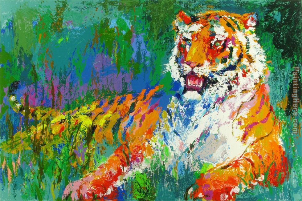 Resting Tiger painting - Leroy Neiman Resting Tiger art painting